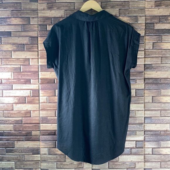 Womens Velvet Heart Small Black Linen & Rayon Blouse - Picture 2 of 11